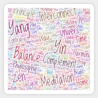 Yin Yan Interconnect Pattern Text Word Cloud Sticker